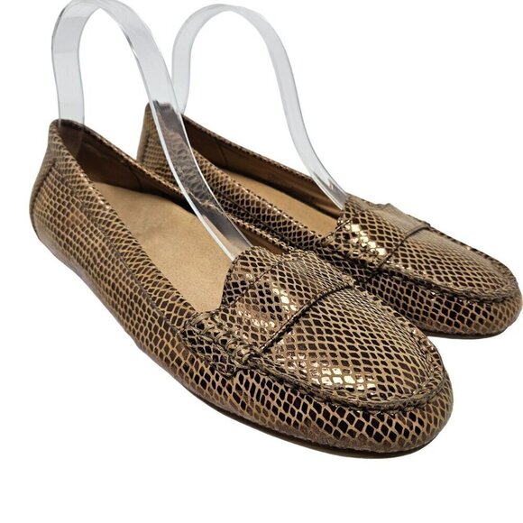 Vionic Larrun Penny Loafers Shoes Gold Women's Size 9.5 Metallic Business Career - Picture 1 of 10